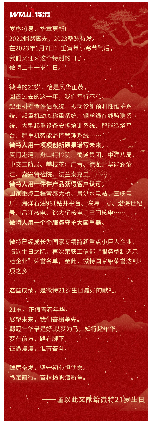 篤定前行 奮楫爭先！丨祝微特21歲生日快樂！